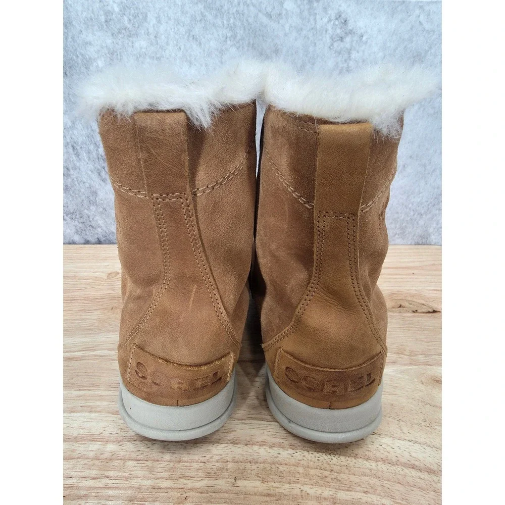 Sorel Ankle Boots Womens 7.5 Whitney Short Lace Waterproof Elk Brown Suede